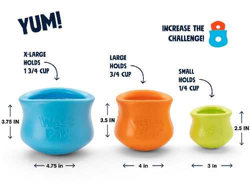 Explore WestPaw's Toppl Puzzle and Treat Toy for Dogs, now available in a Large size and vibrant orange color.