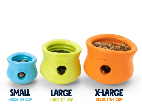 Introducing WestPaw's Toppl® XL Blue Puzzle and Treat Toy, providing both enrichment and feeding options for your pet.