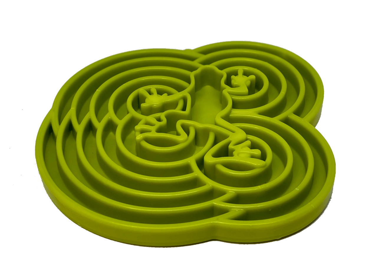 Introducing SodaPup's Water Frog Enrichment Tray, a green slow feeder designed for dogs.