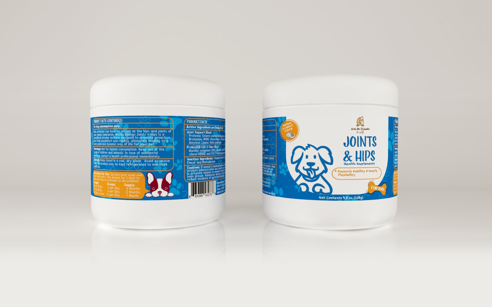 two jars of jointets and hips on a white surface
