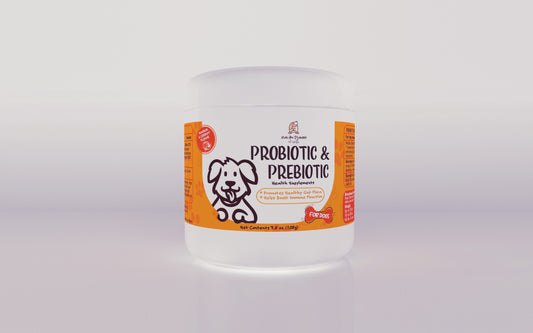 a bottle of probiotic and prebiotic dog food