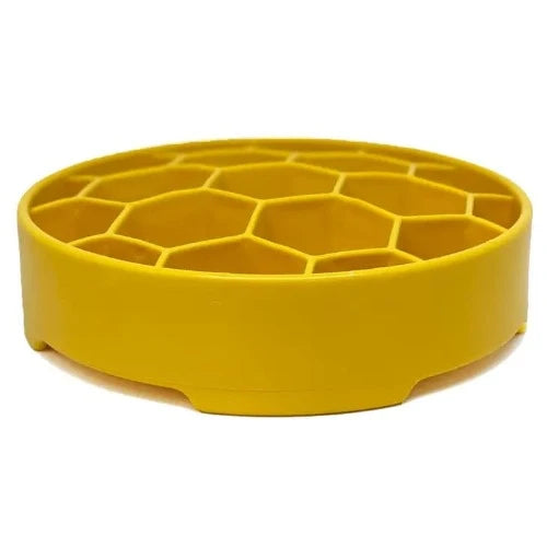 Discover malibudjango's Honeycomb Design Enrichment Slow Feeder Bowl for Dogs. This unique bowl encourages healthy eating habits and facilitates the serving of raw meals, ensuring your dog's meals are both nutritious and enjoyable.