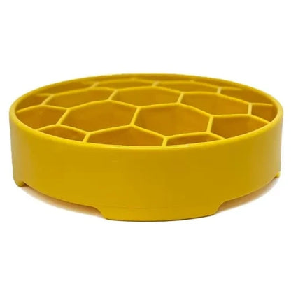 Discover malibudjango's Honeycomb Design Enrichment Slow Feeder Bowl for Dogs. This unique bowl encourages healthy eating habits and facilitates the serving of raw meals, ensuring your dog's meals are both nutritious and enjoyable.