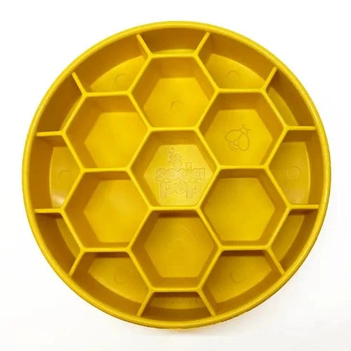 Honeycomb Design Enrichment Slow Feeder Bowl for Dogs - Promotes Healthy Eating & Raw Meal Serving - malibudjango