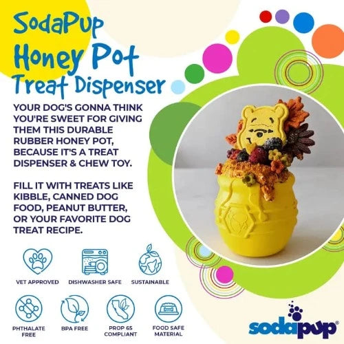 Introducing the Pup-X Honey Pot Treat Dispenser by Soda Pup
