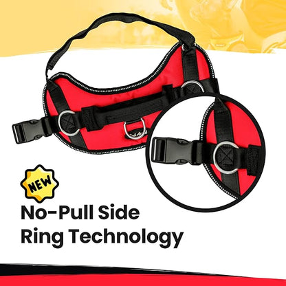 Discover malibudjango's Reflective No-Pull Dog Harness, designed with a handle and soft mesh lining for your dog's comfort. Available in sizes XS through XXL, it ensures both control and ease of use.