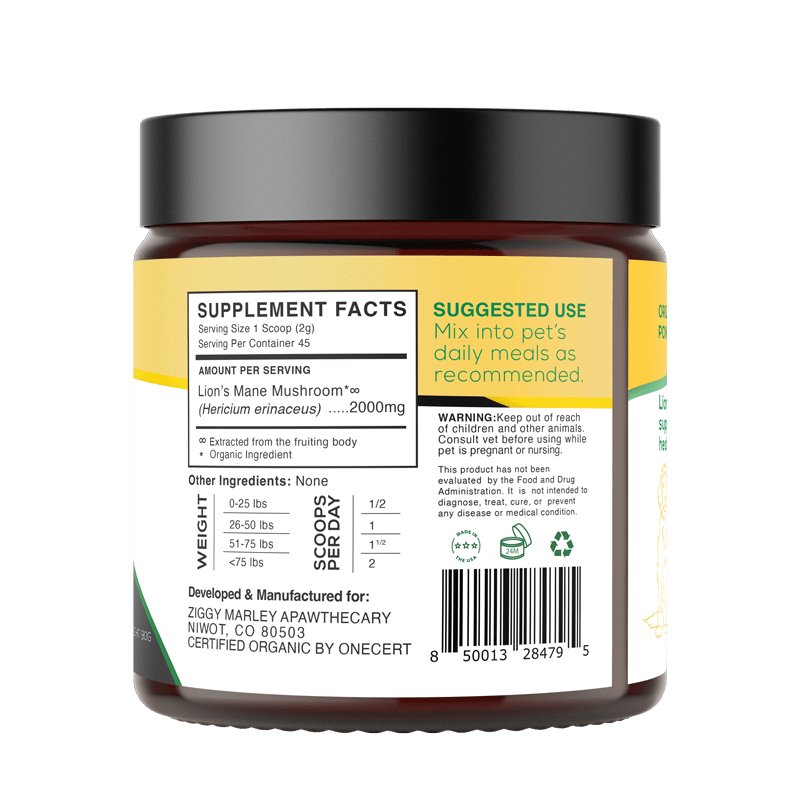 Introducing Romeo's Provisions Lion's Mane Mushroom Powder, crafted exclusively for dogs by malibudjango.