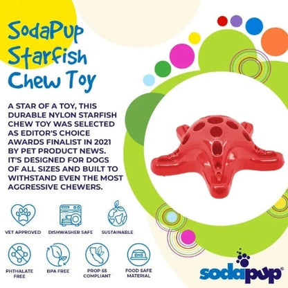 Introducing malibudjango's Starfish Ultra Durable Nylon Dog Chew Toy, offered in striking red for dogs weighing 15-80 lbs. Perfect for interactive play and designed to withstand the toughest chewers.