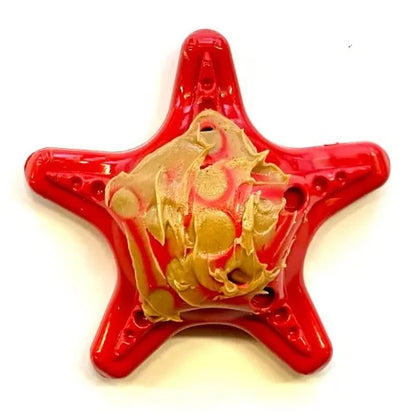 Discover malibudjango's Starfish Ultra Durable Nylon Dog Chew Toy, available in vibrant red and suitable for dogs weighing 15-80 lbs. This interactive peanut toy is ideal for aggressive chewers.