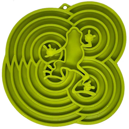Water Frog Enrichment Tray for Dogs - Green Slow Feeder for Dogs - SodaPup